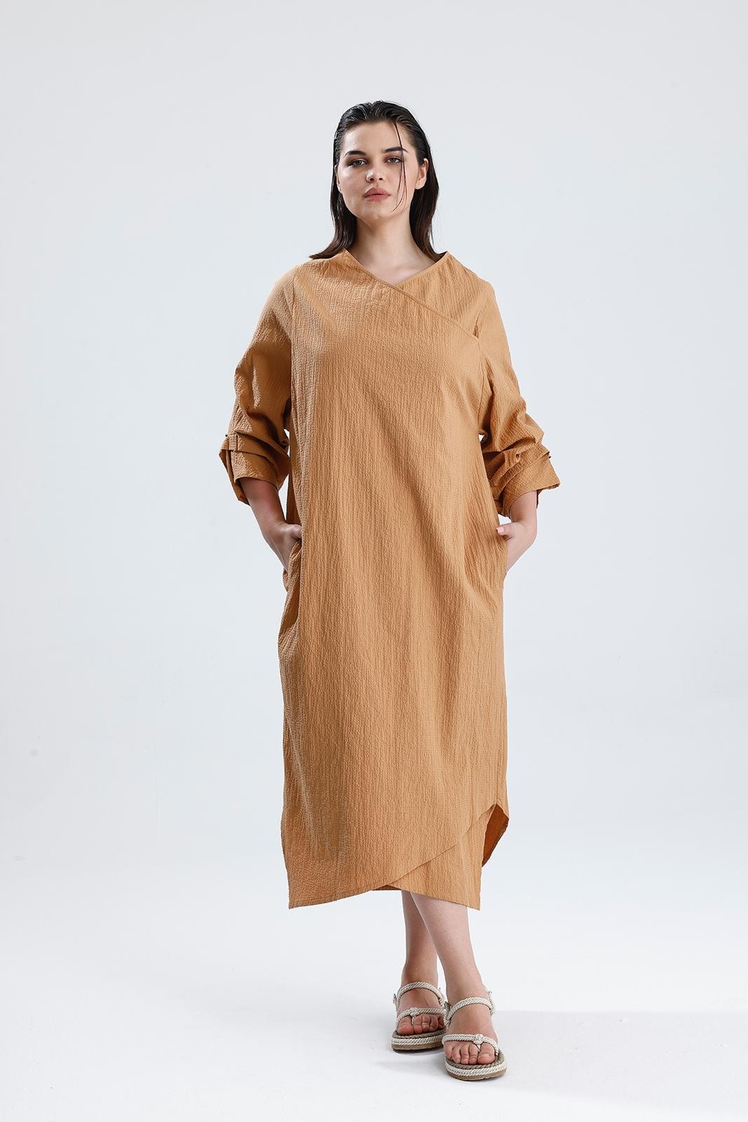 BÜYÜK BEDEN CAMEL ELBİSE