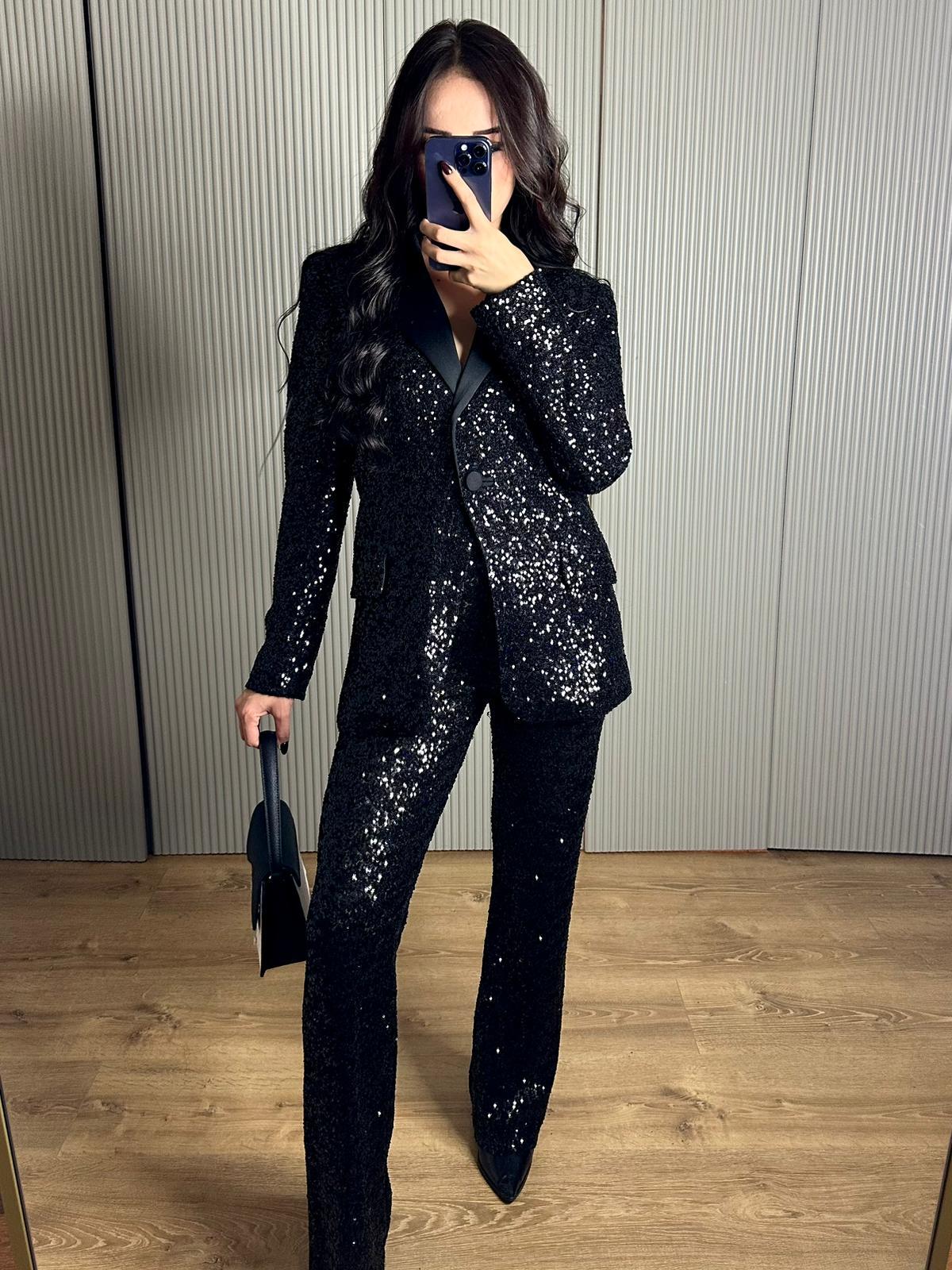 SİYAH PAYET PANTOLON CEKET TAKIM