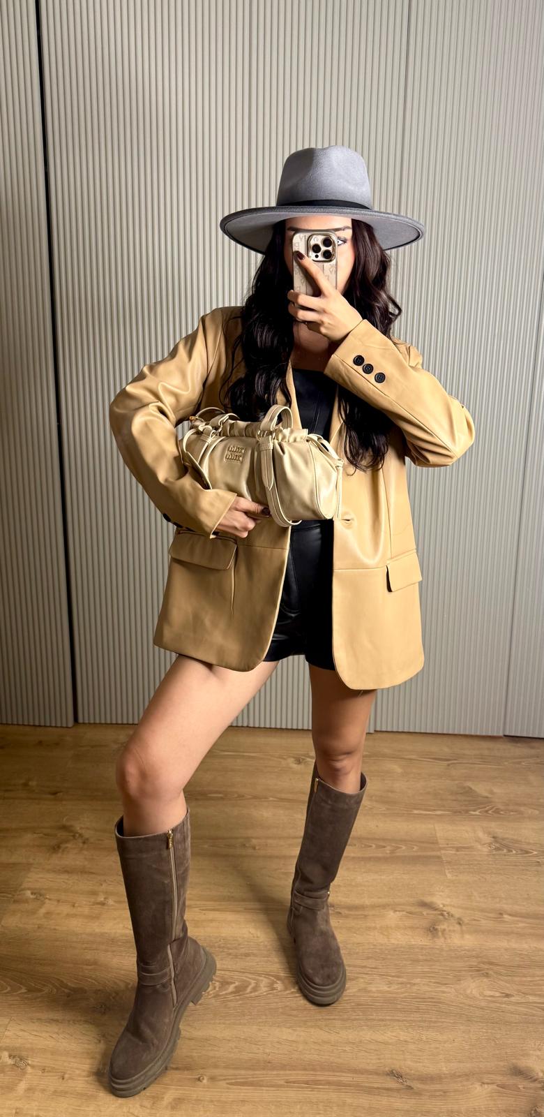 CAMEL DERİ ŞIK CEKET