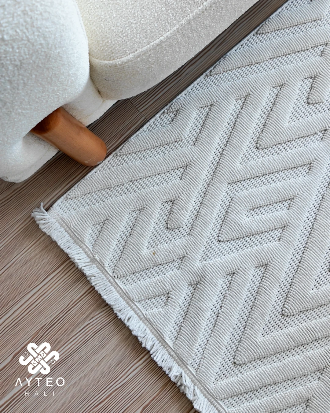 Ayteo Halı Dekor 1118 Krem Geometrik Desen İskandinav Halı