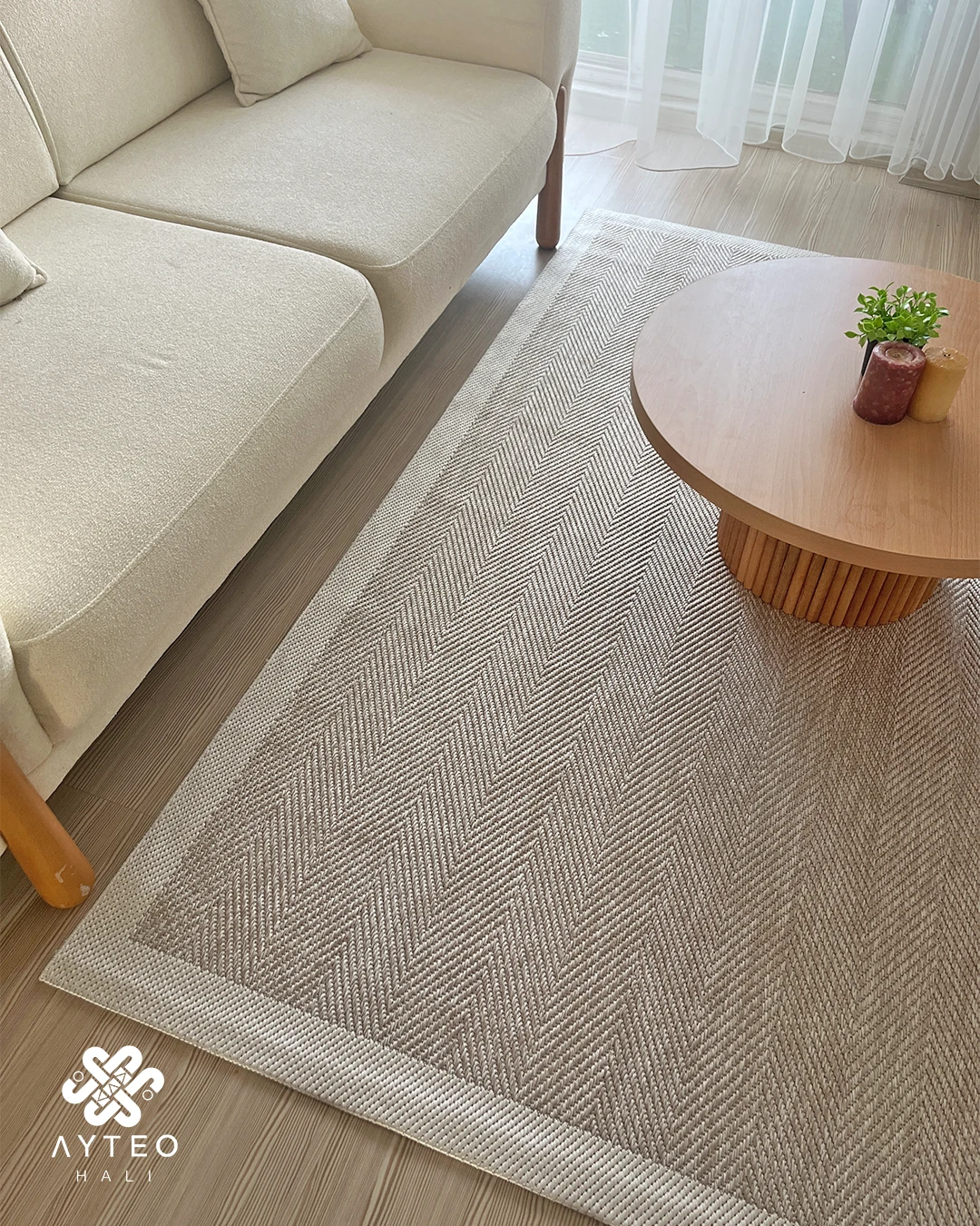 Ayteo Halı Sisal 1503 Bej Silinebilir Yumuşak Tuşeli Sisal Halı