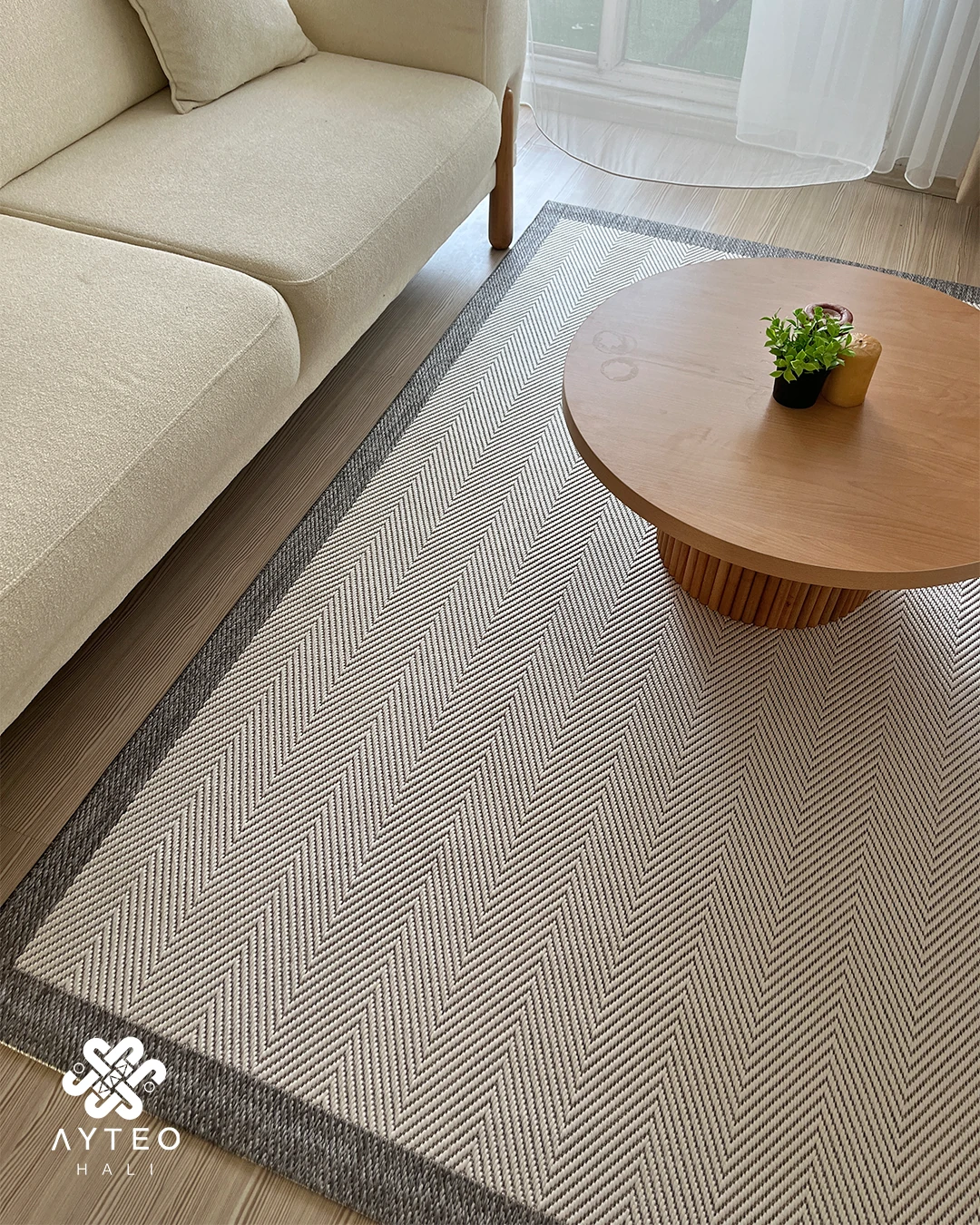 Ayteo Halı Sisal 1504 Beyaz Silinebilir Yumuşak Tuşeli Sisal Halı