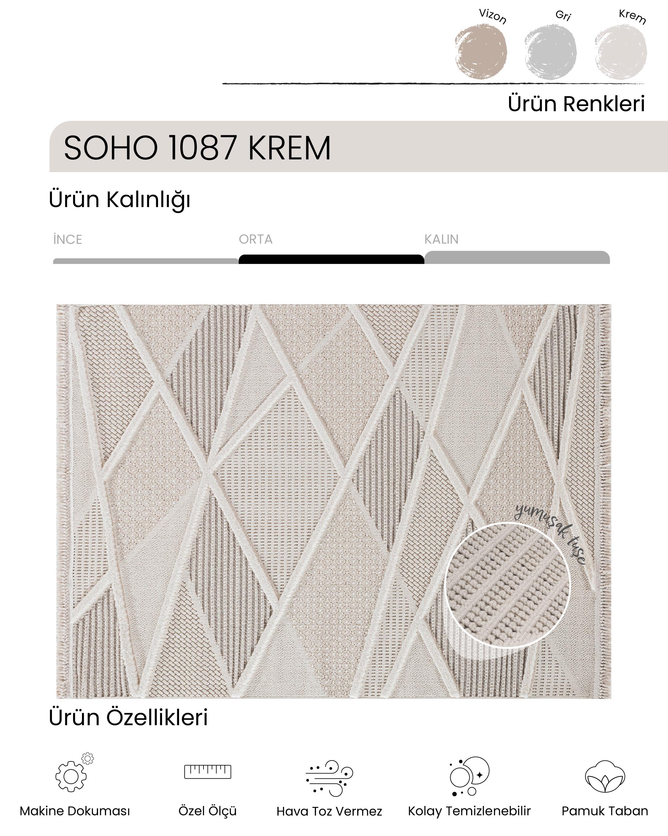 Ayteo Halı Soho 1087 Krem – Geometrik Desenli Modern İskandinav Halı