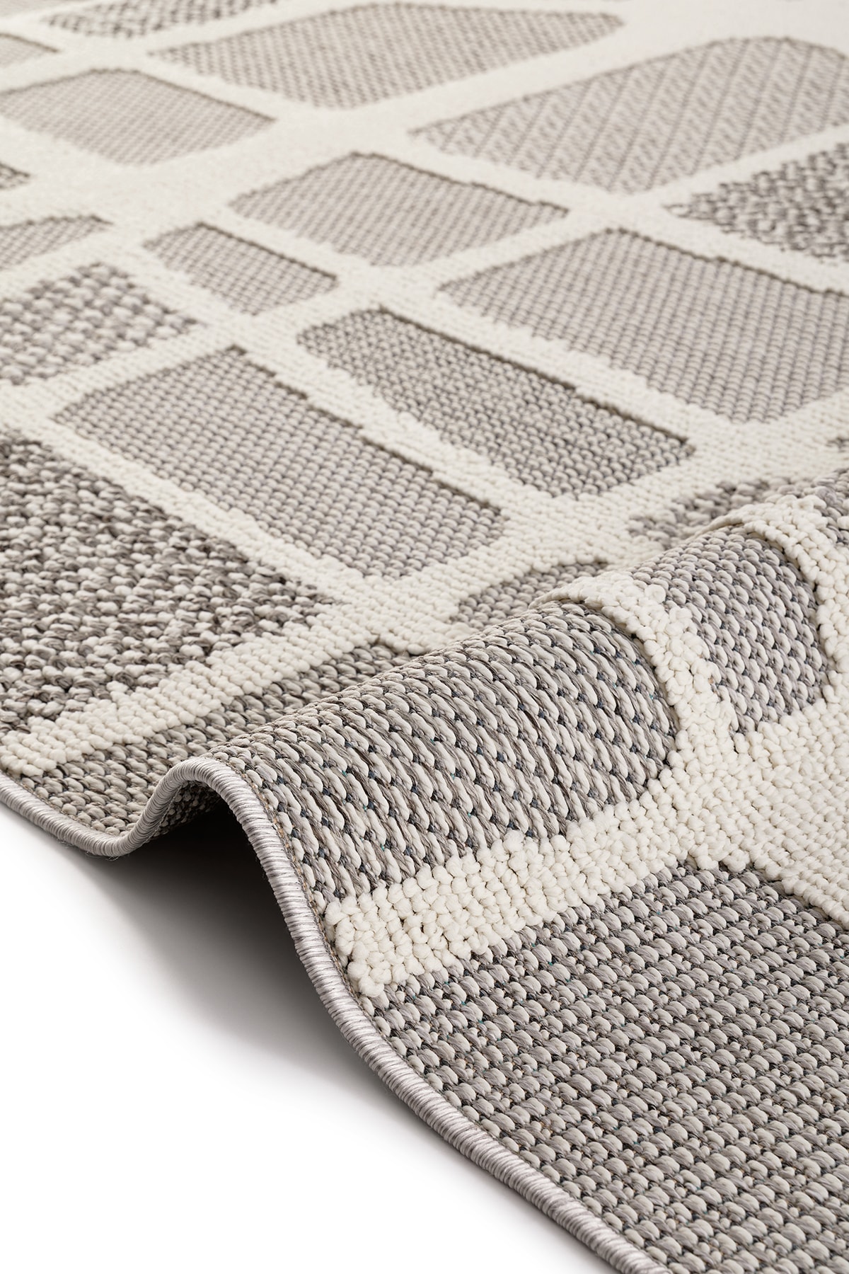 AYTEO HALI FLEX 1414 Gri – Kesme Bukle, Örgü Desenli, İskandinav Halı