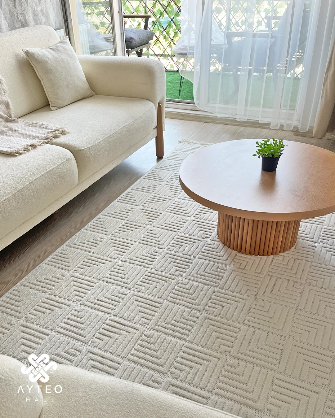 Ayteo Halı Moda 1062 Krem Sade ve Zarif İskandinav Halı