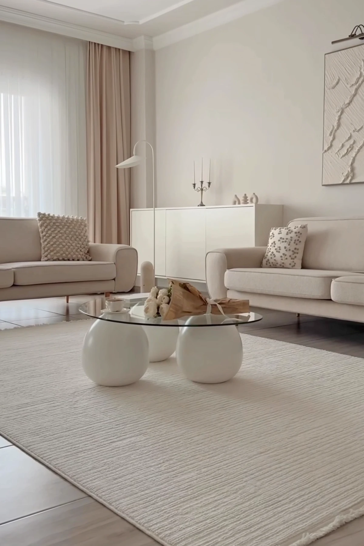 Ayteo Halı Soft 1120 Krem Yumuşak Tuşeli Bukle Halı