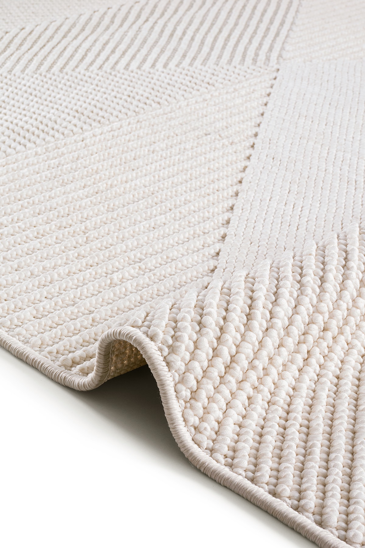 AYTEO HALI PERA 1454 Krem Robot Süpürgeye Uygun, İskandinav Bukle Halı