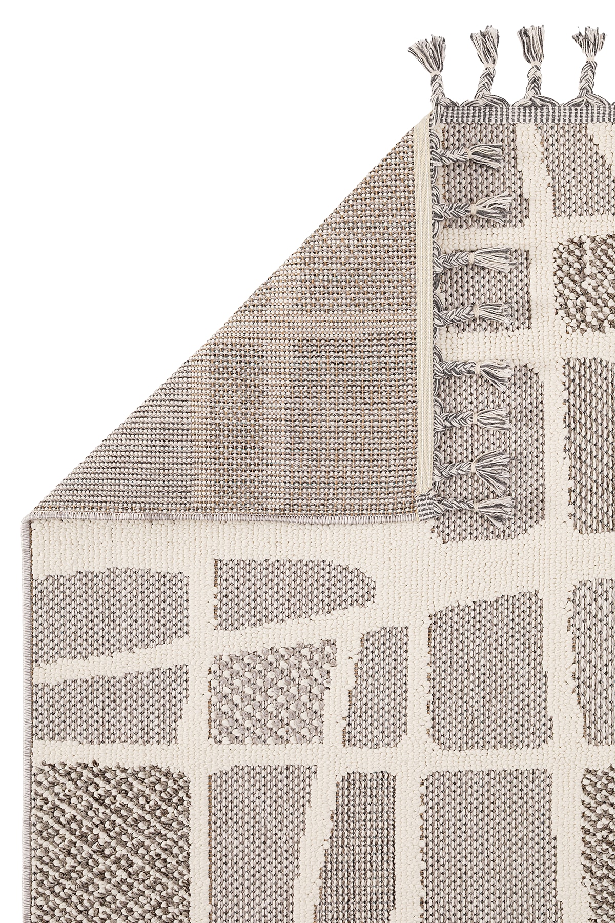 AYTEO HALI FLEX 1414 Gri – Kesme Bukle, Örgü Desenli, İskandinav Halı