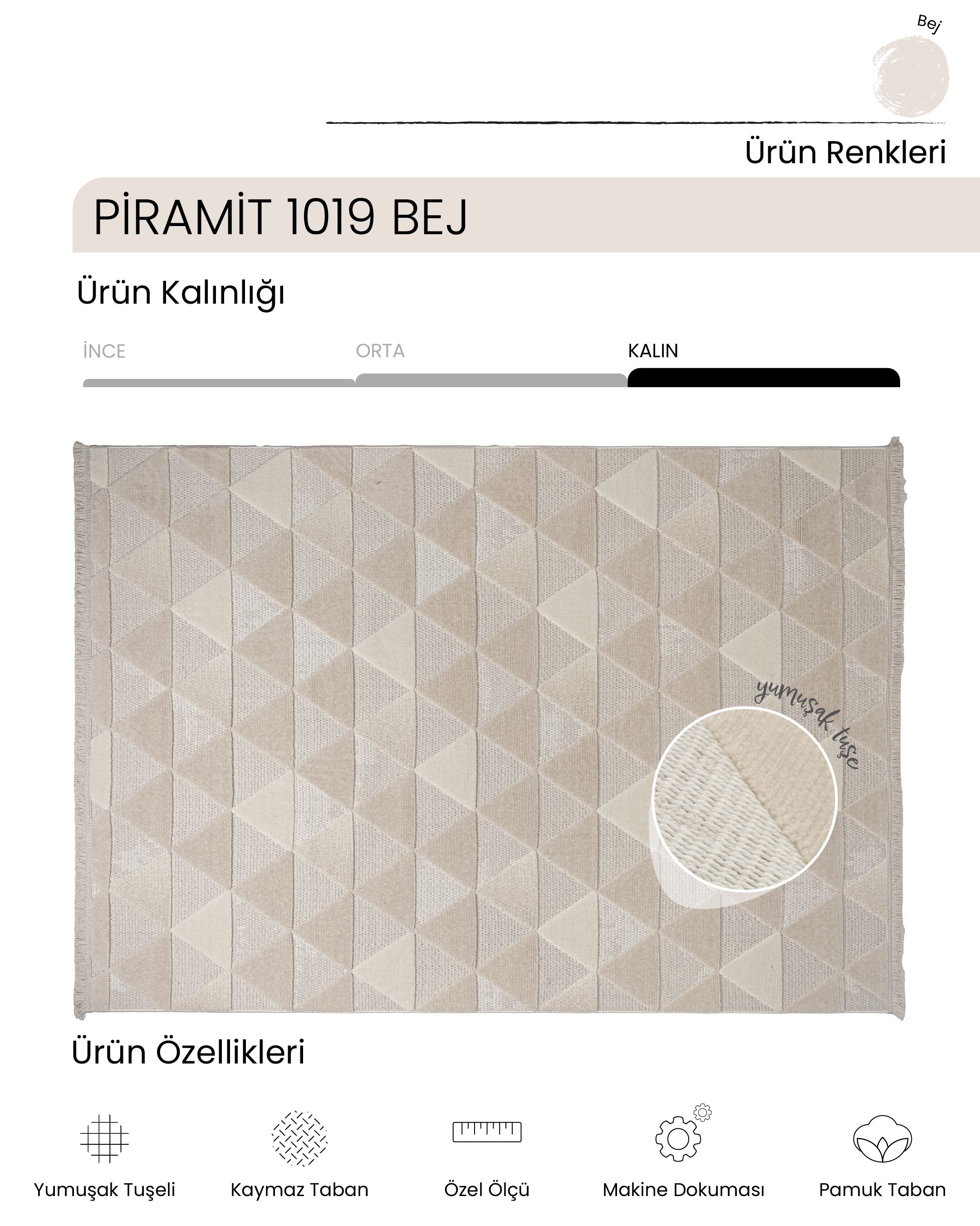 AYTEO HALI PİRAMİT 1091 BEJ DEKORATİF ÜÇGEN DESENLİ HALI