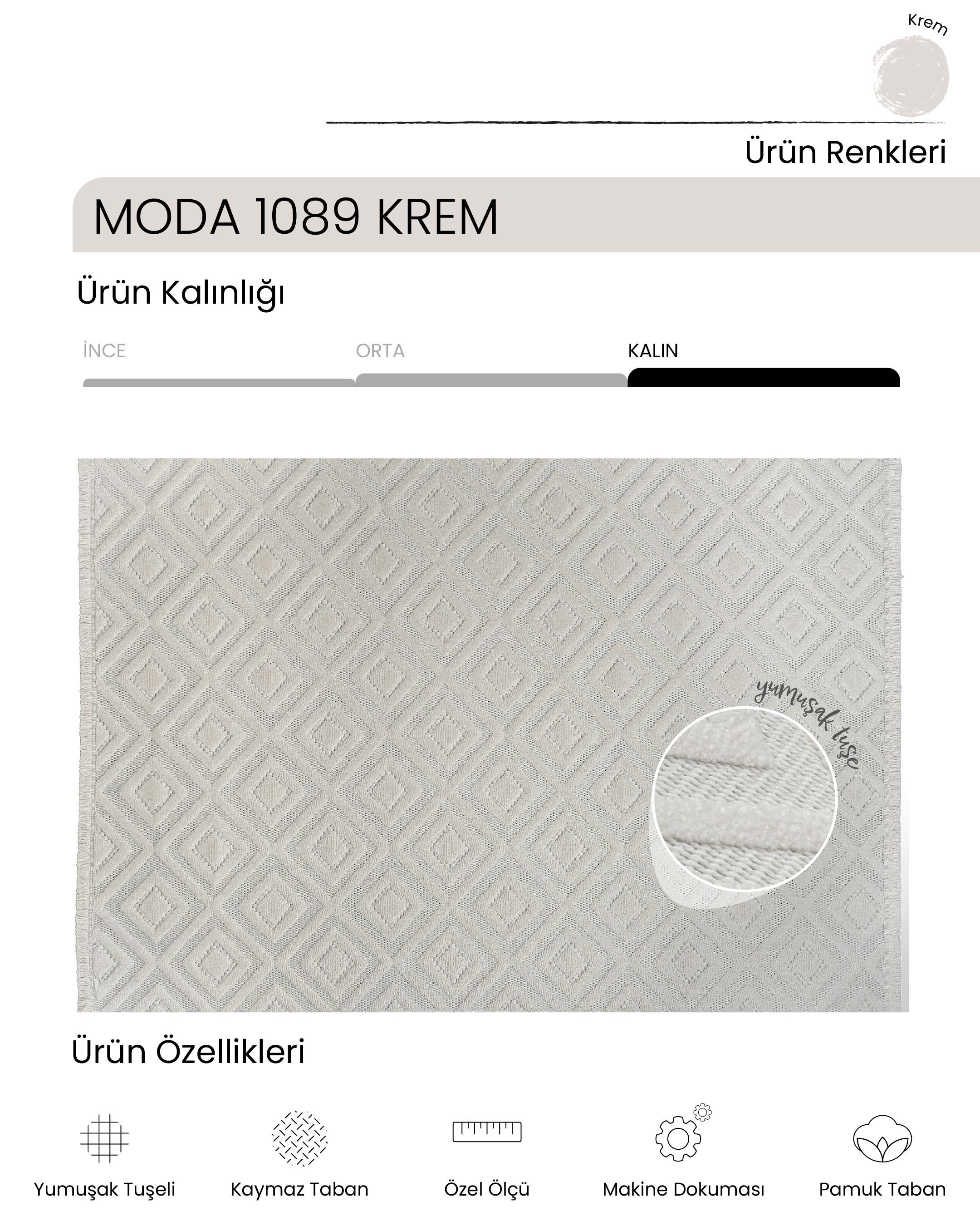AYTEO HALI MODA 1089 KREM SADE VE ZARİF İSKANDİNAV HALI