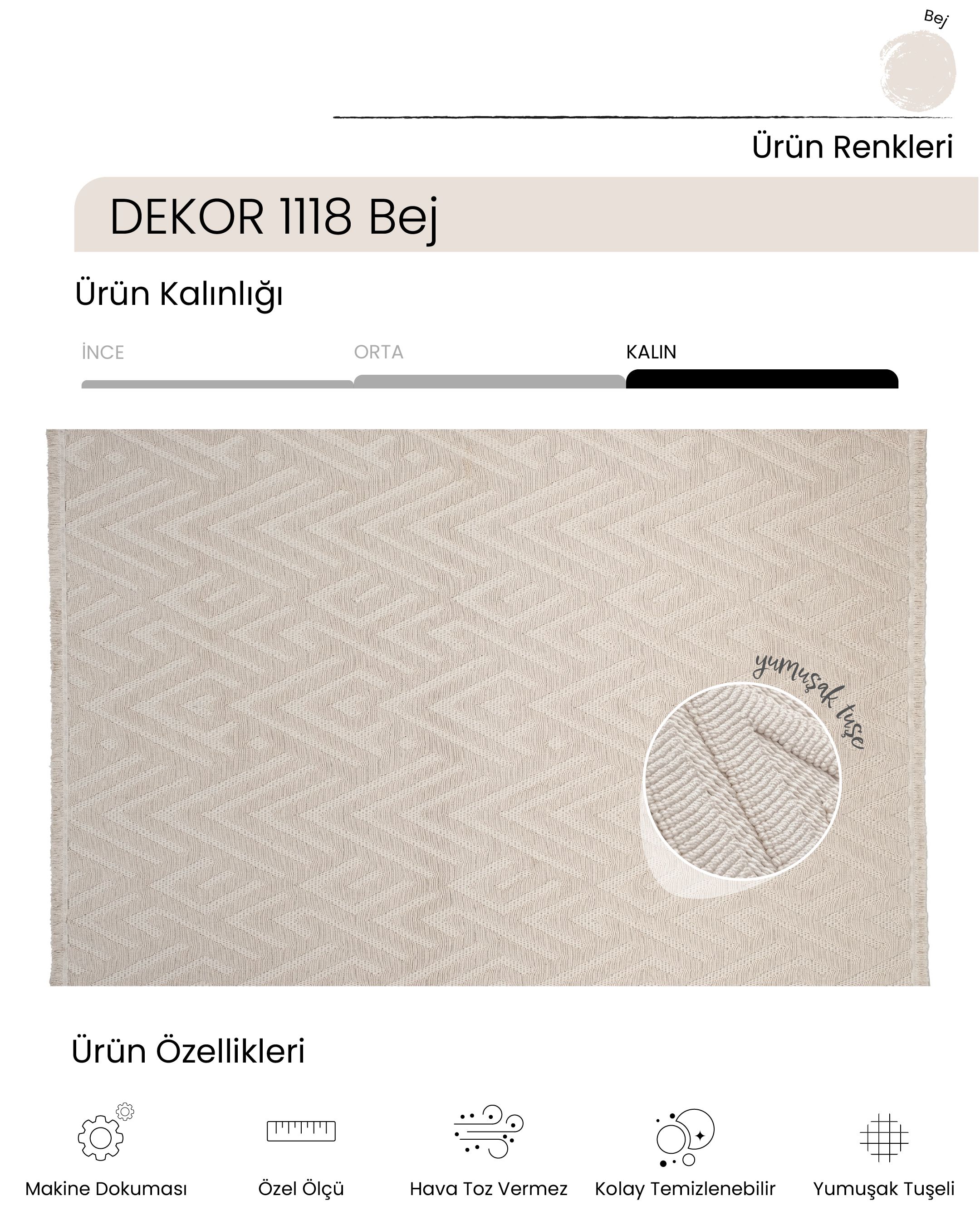 AYTEO HALI DEKOR 1118 BEJ GEOMETRİK DESEN İSKANDİNAV HALI