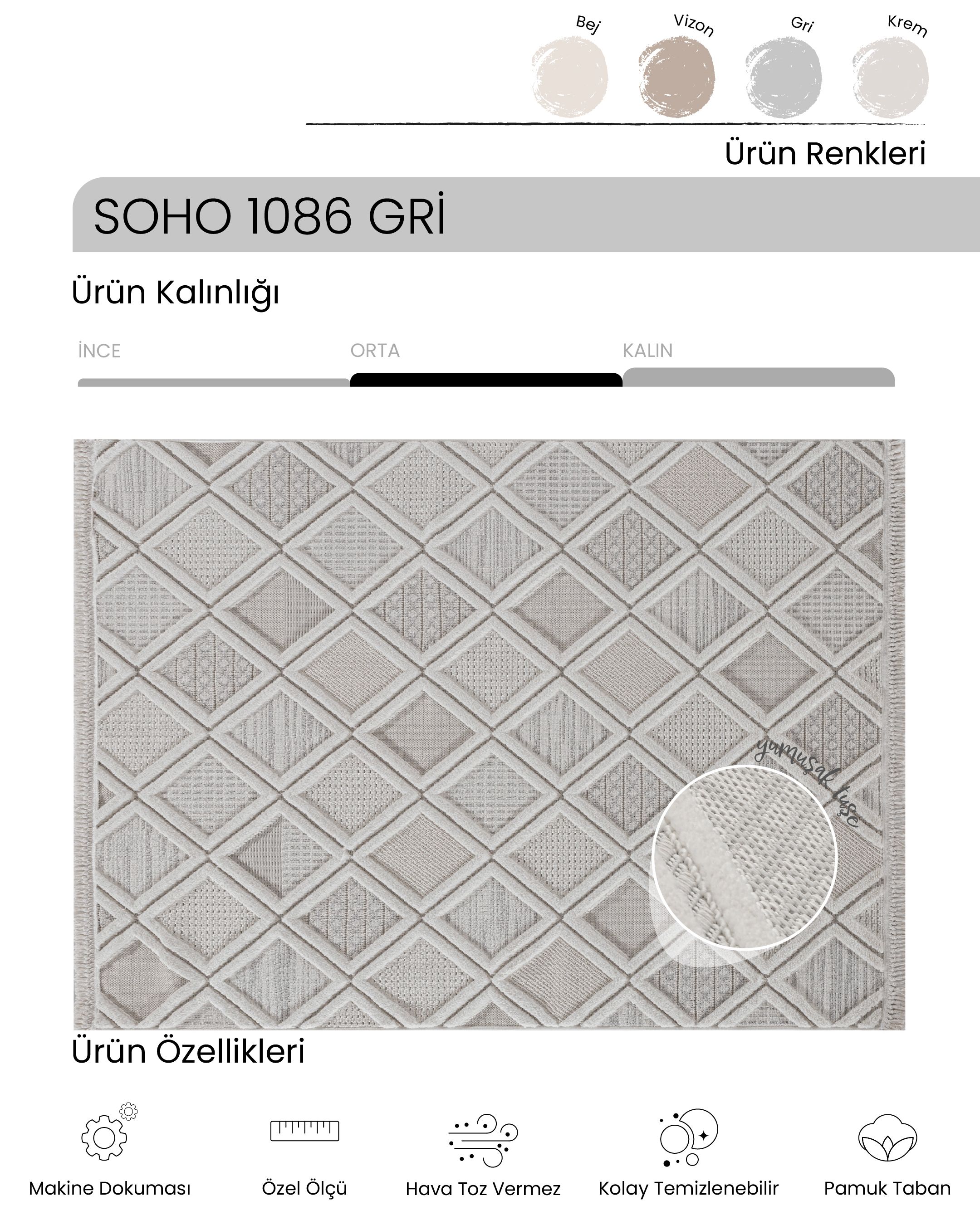 Ayteo Halı Soho 1086 Gri – Geometrik Desenli Modern İskandinav Halı