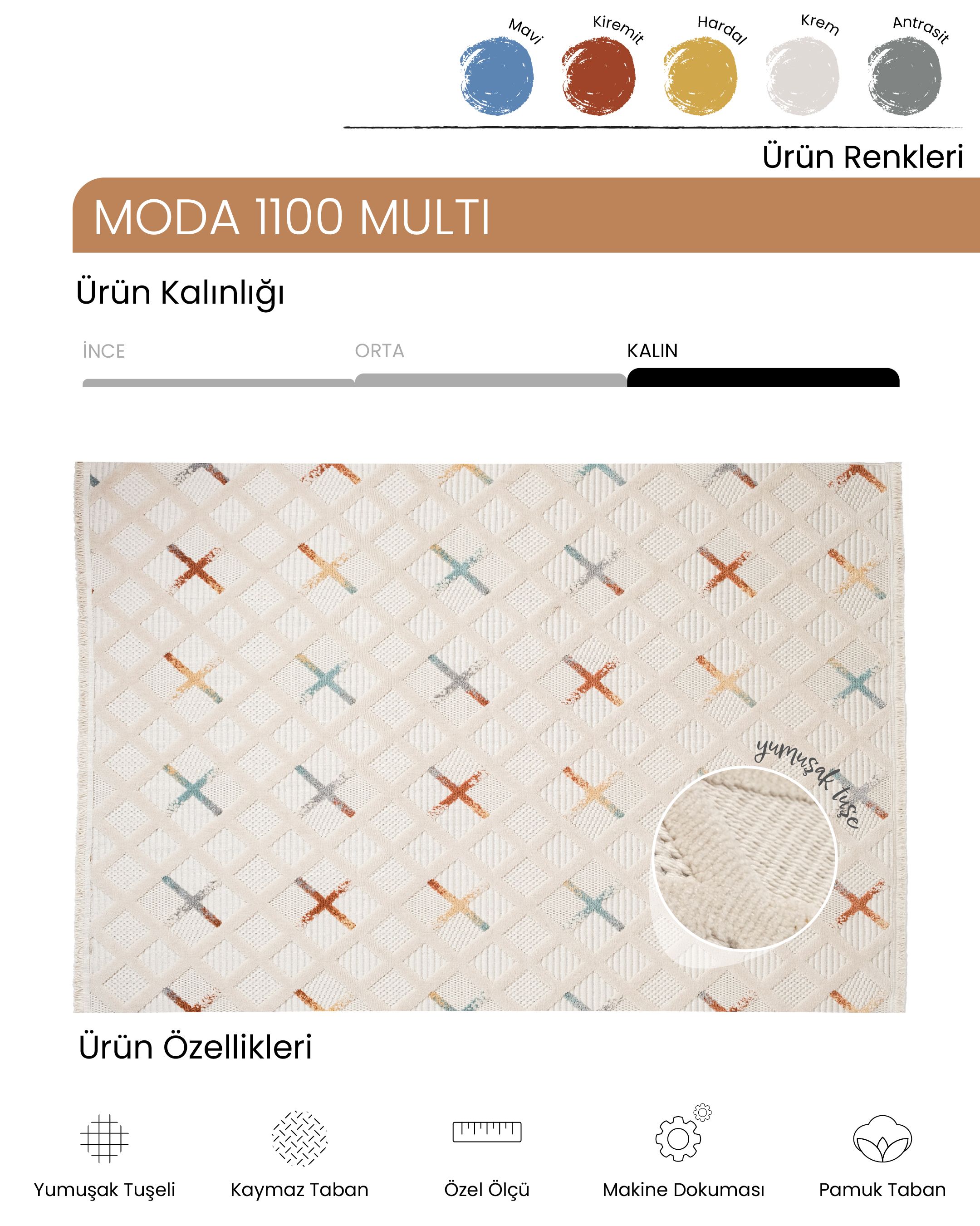 AYTEO HALI MODA 1100 MULTİ YUMUŞAK TUŞELİ HALI