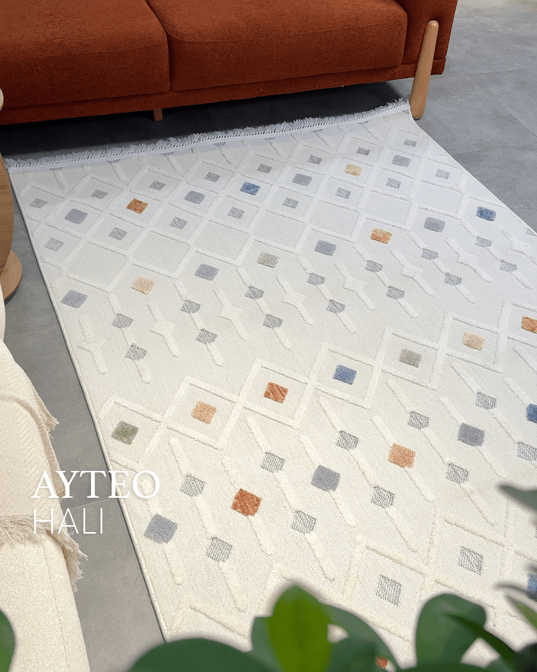 AYTEO HALI INDIA 3018 MULTİ RENKLİ İSKANDİNAV HALI