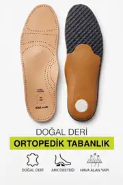 Exland Pro Plus - Ortopedik Deri Tabanlık Anatomik Ark Destekli Premium Doğal Deri
