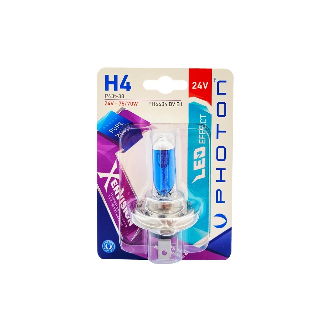 Photon H4 24V Dv 75/70W White Xen Vision Single Blister Bulb