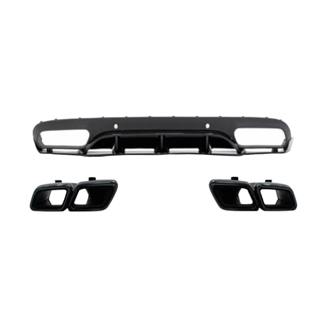 Edition 1 Piano Black Diffuser & Exhaust Set for Mercedes W205 C Coupe AMG