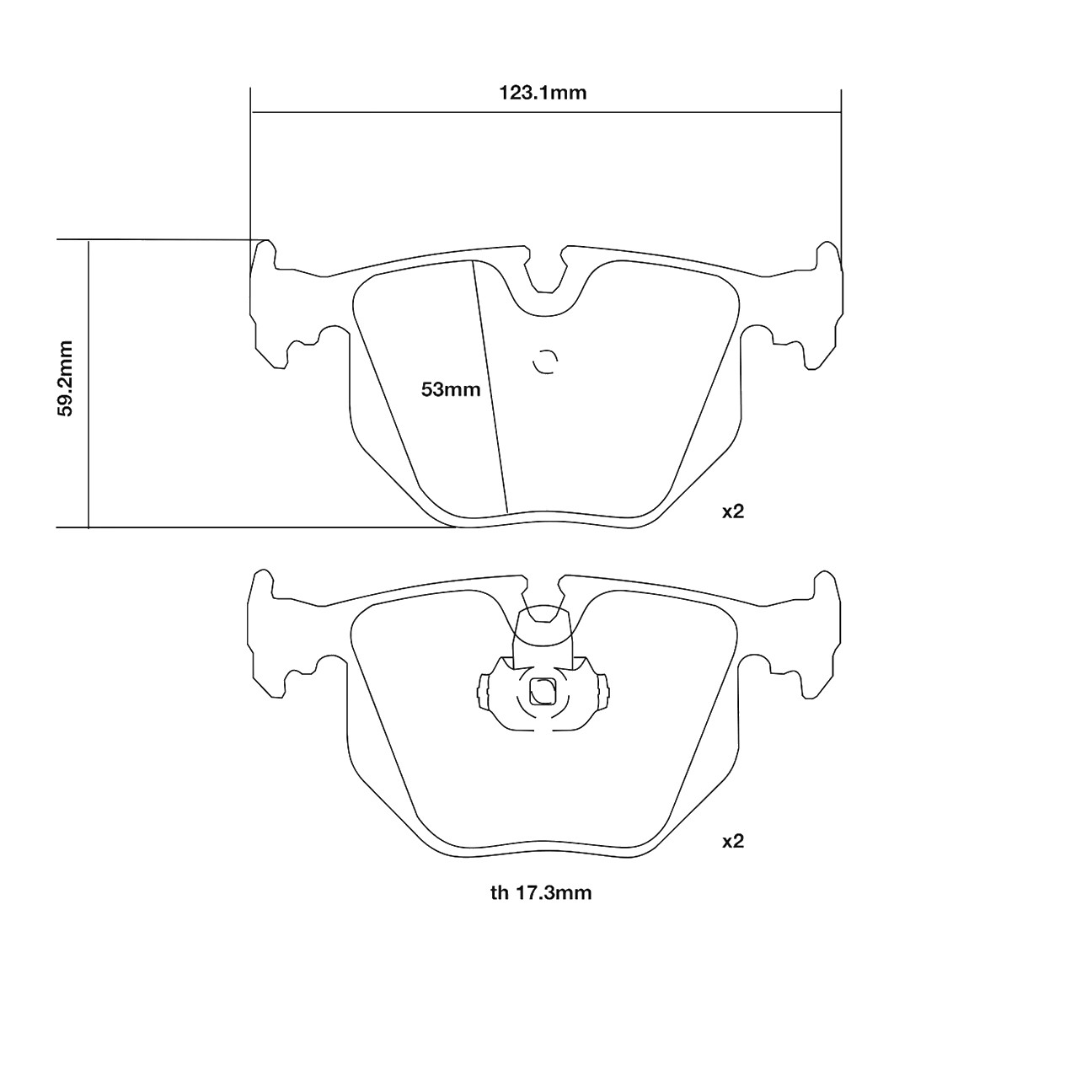 Brembo Rear Brake Pad Set - BMW 3 E46 - 5 E39 - 7 E38 - X3 E83 - X5 E53 - Z4 - Z8 - Range Rover III - 07.B315.01