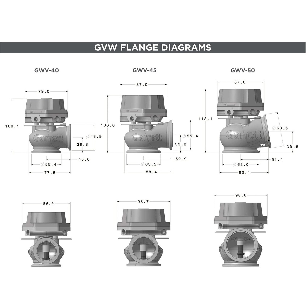 Garrett GVW-45 Silver Vent Wastegate (45mm) 908828-0004