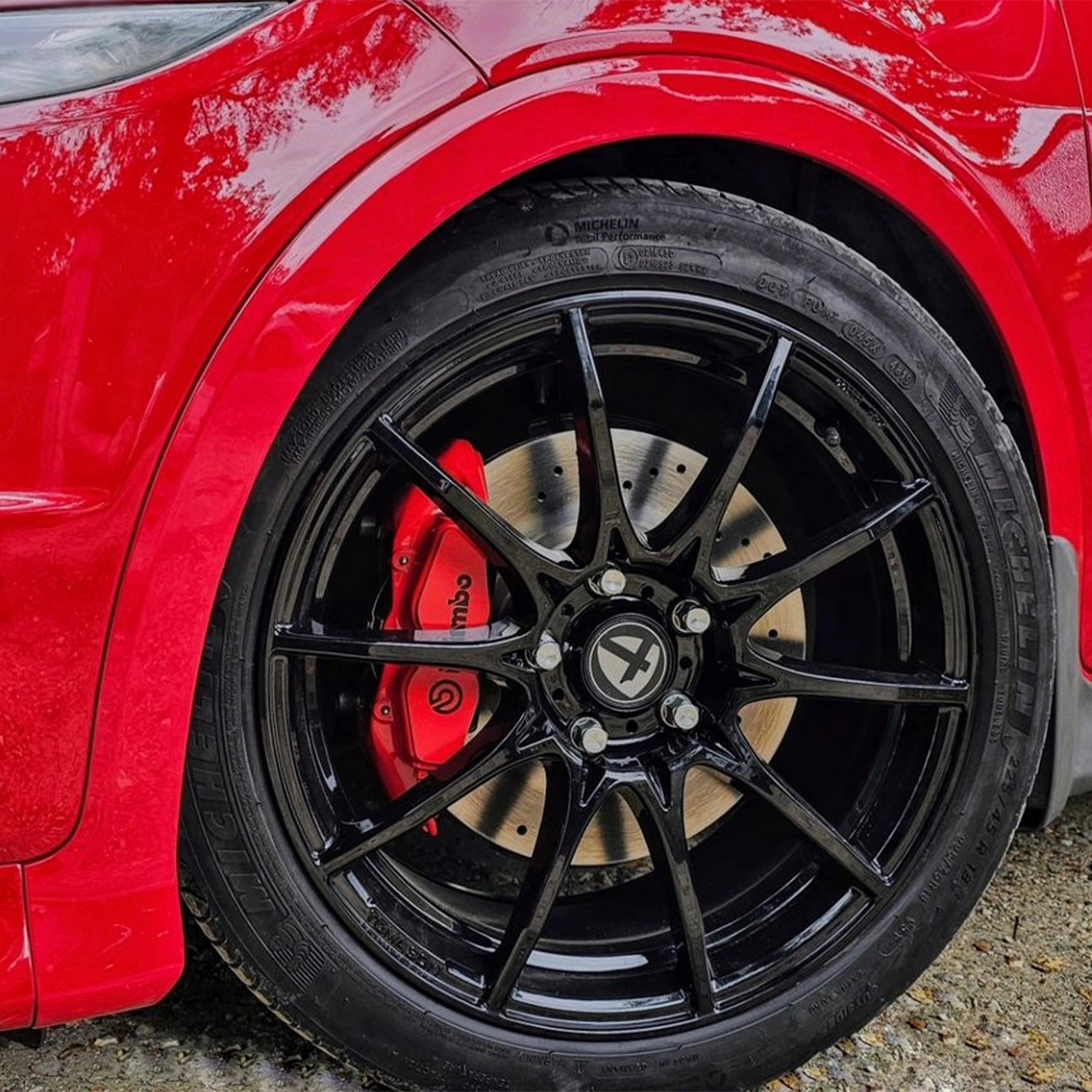 K-System Honda Civic EP3/FN2 Brembo 4 Piston 324x30mm Fren Dönüşüm Kiti – Clio 3 RS Kaliperli (Kırmızı)