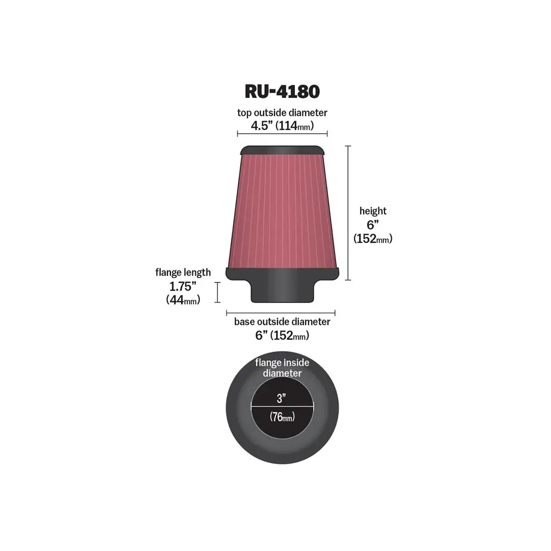 K&N KN-RU-4180 Universal Clamp-on Air Filter