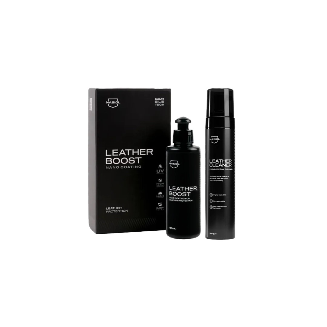 Nasiol Leatherboost 150ml Deri Yüzey Nano Kaplama Bakım Seti & Leathercleaner 250g Deri Premium Köpük Temizleyici Bakım Seti