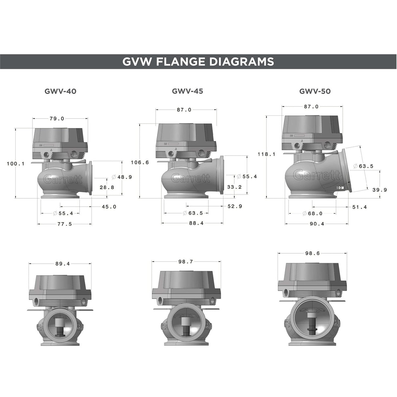Garrett GVW-50 Vent Wastegate – Blue (50mm) 908829-0002