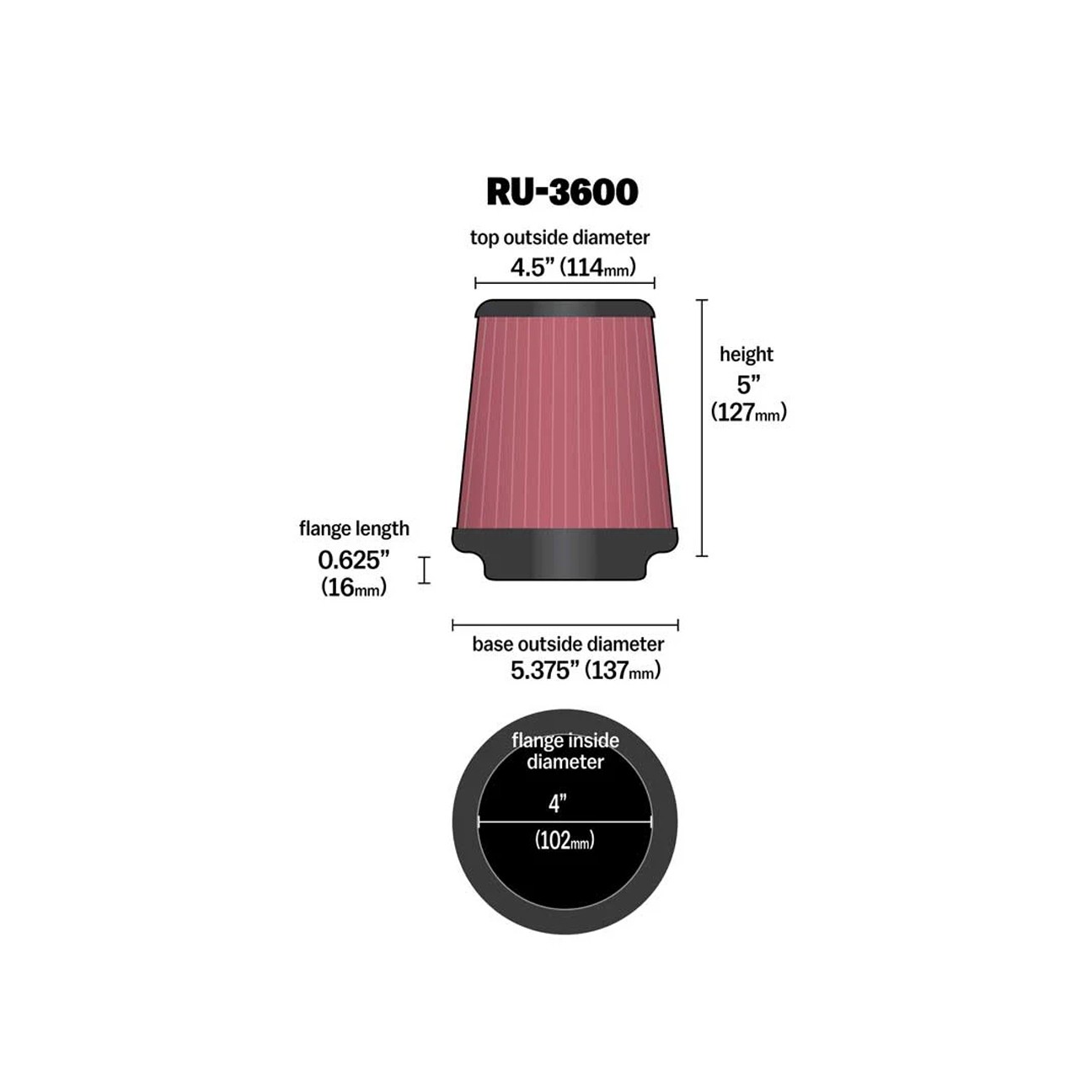 K&N RU-3600 Unıversal Hava Filtresi