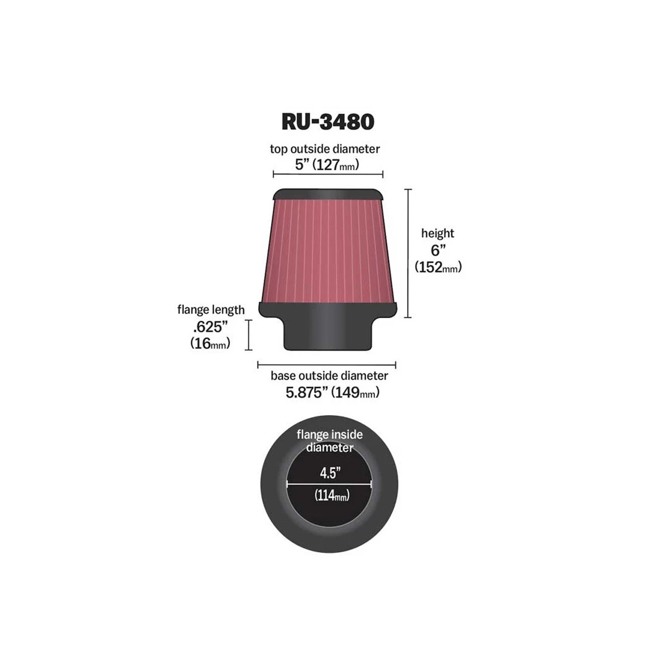 K&N RU-3480 Unıversal Hava Filtresi