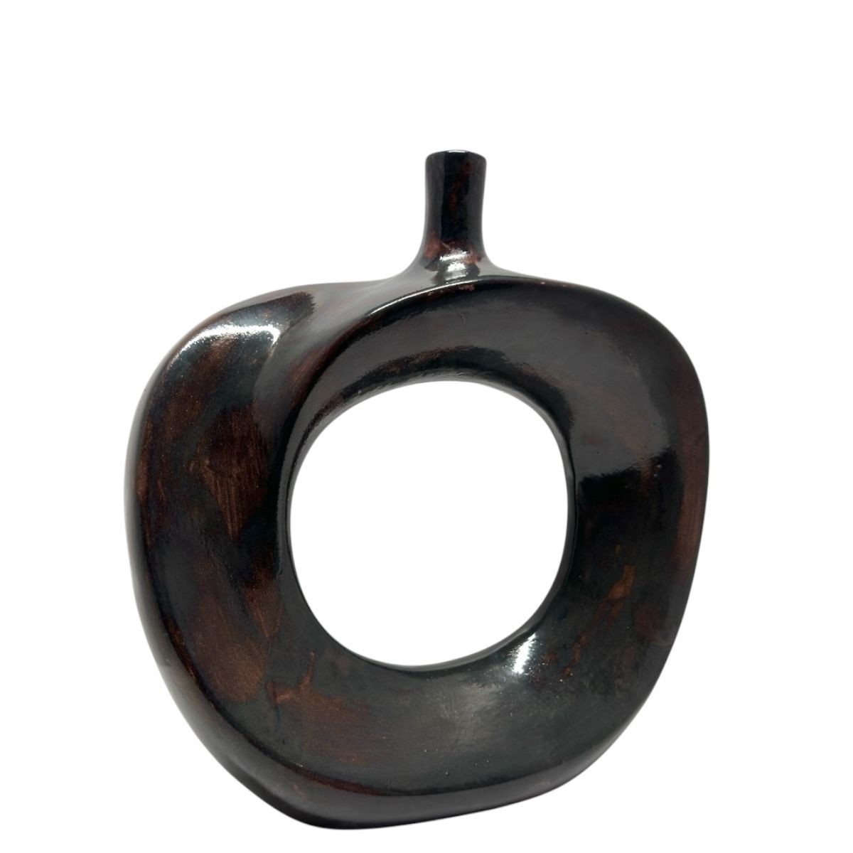 Helix Vazo (El Yapımı-Seramik) (Metalik Bronz)