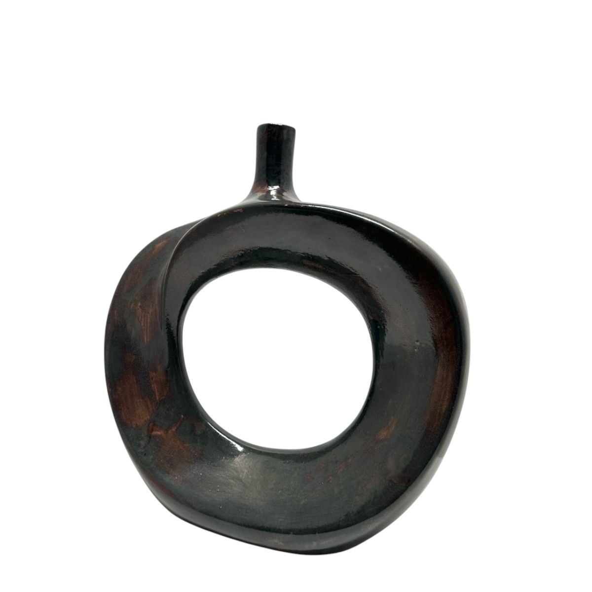 Helix Vazo (El Yapımı-Seramik) (Metalik Bronz)