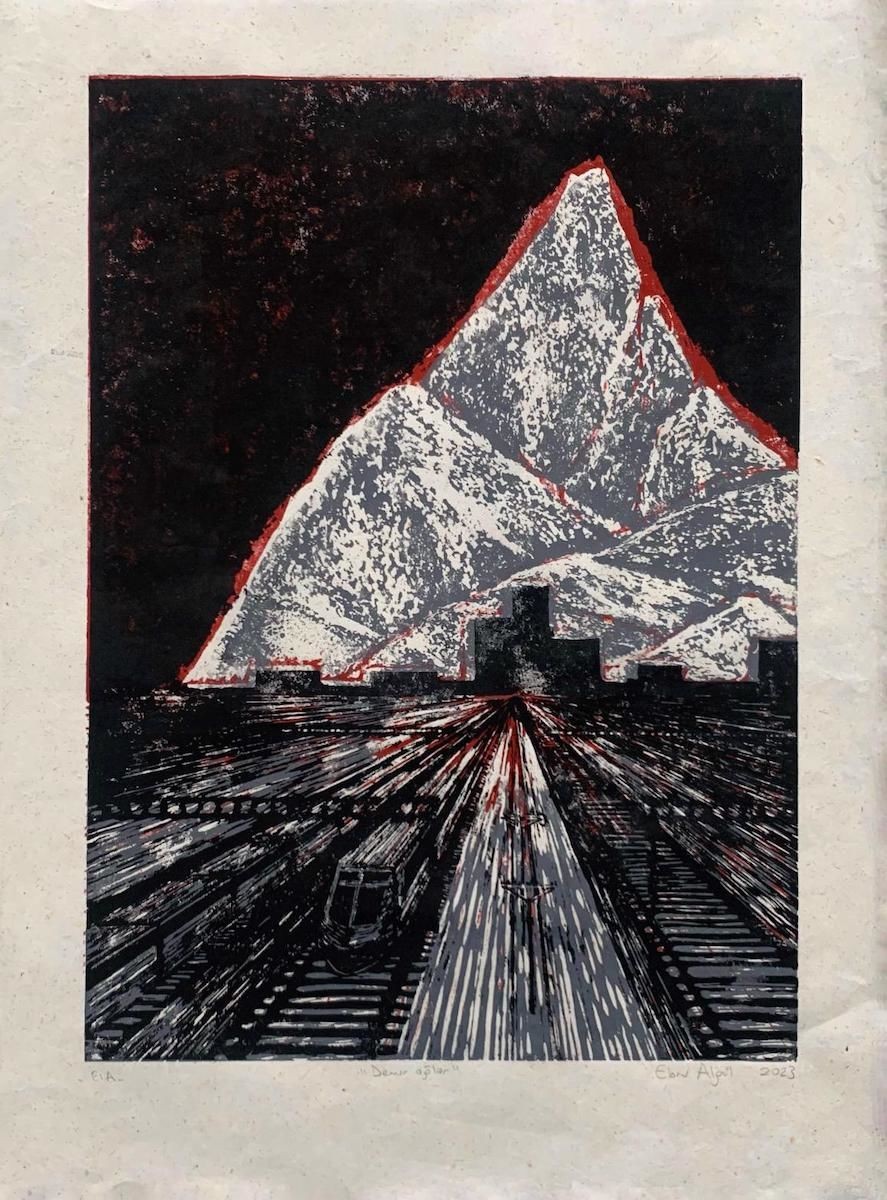 'Demir Ağlar''' Gravür (Baskı) Resim (Ahşap Baskı) 39x34 cm