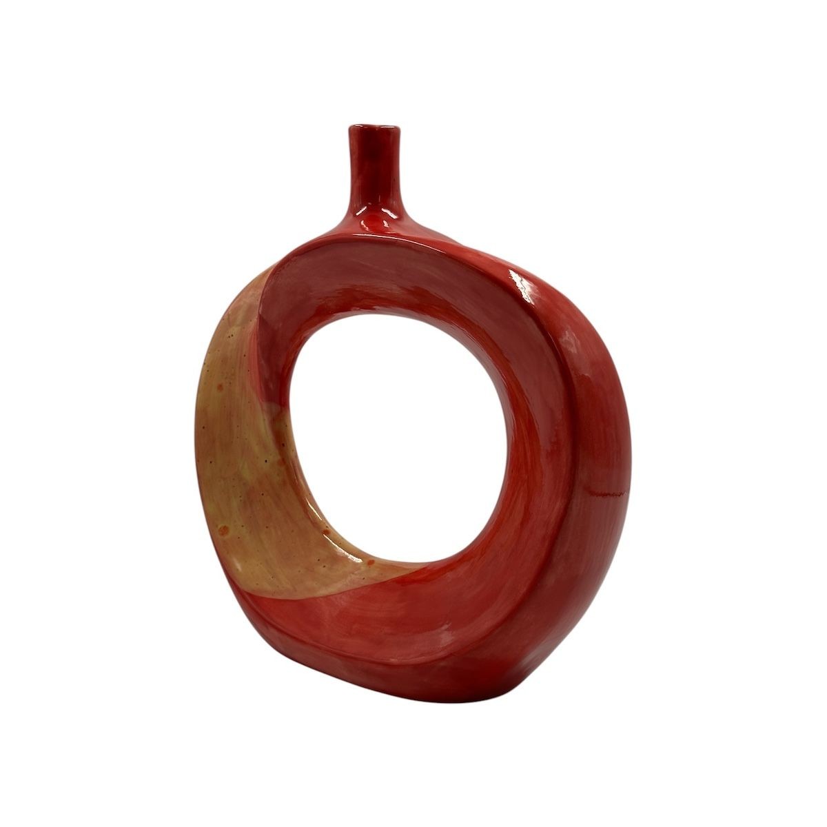 Helix Vazo (El Yapımı-Seramik) (Sarı-Kırmızı)