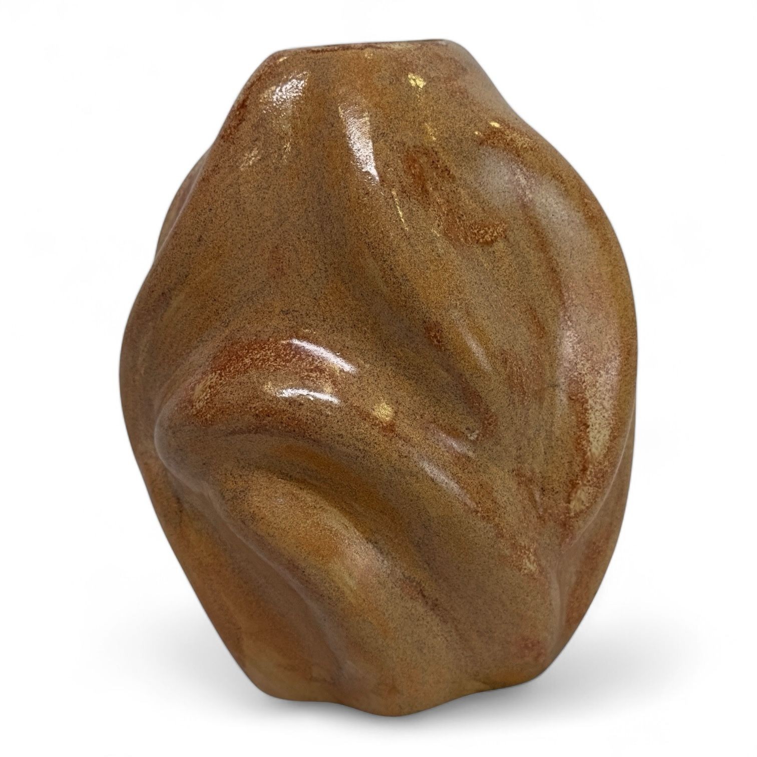 Little Seed Vazo (El Yapımı-Seramik) (Krem-Kahve Benek)