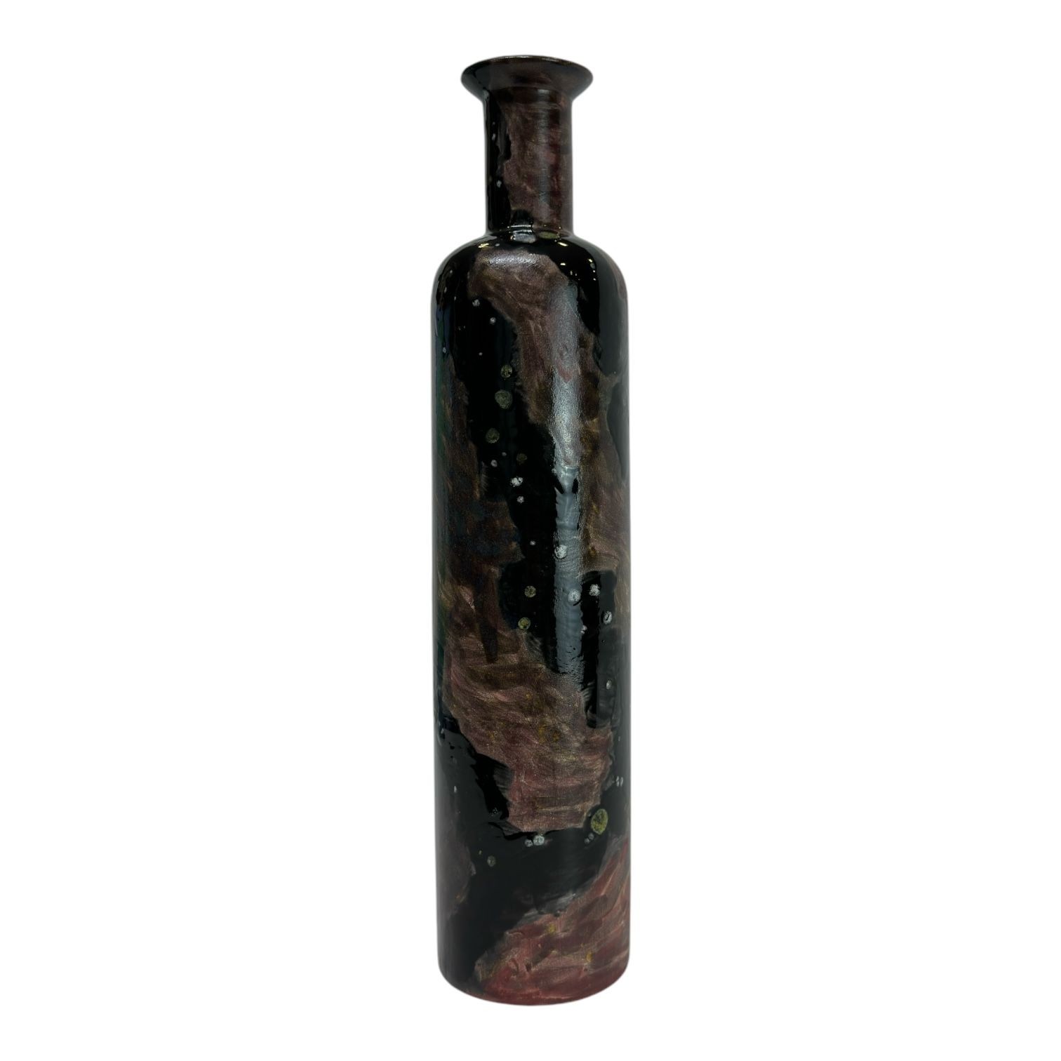 Tube Vazo (El Yapımı-Seramik) (Metalik-Siyah)