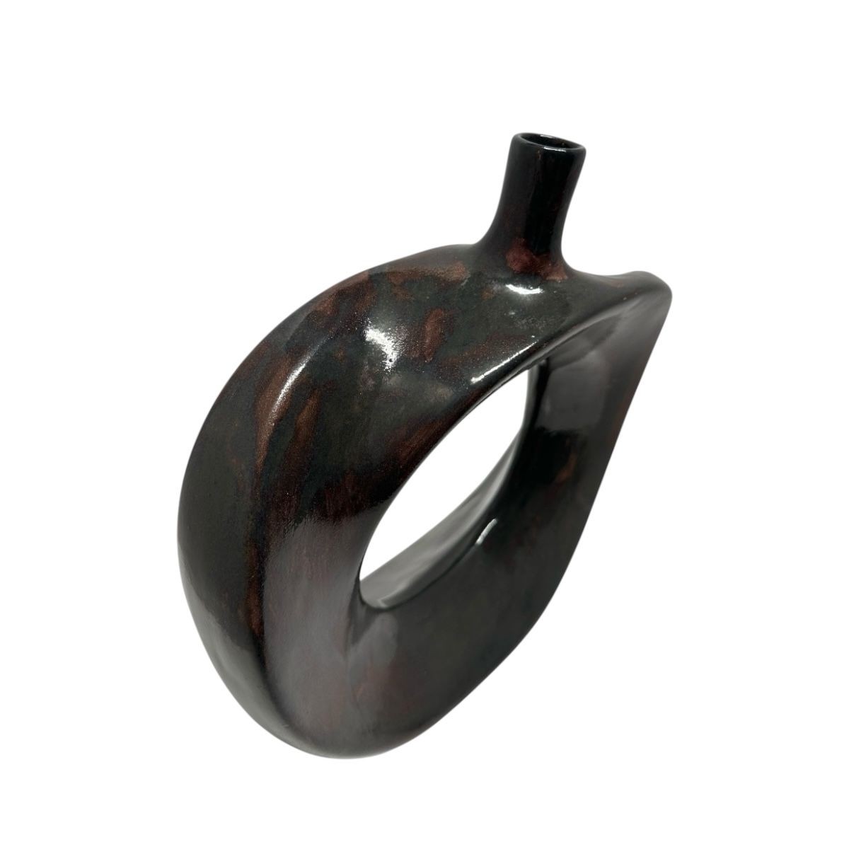 Helix Vazo (El Yapımı-Seramik) (Metalik Bronz)