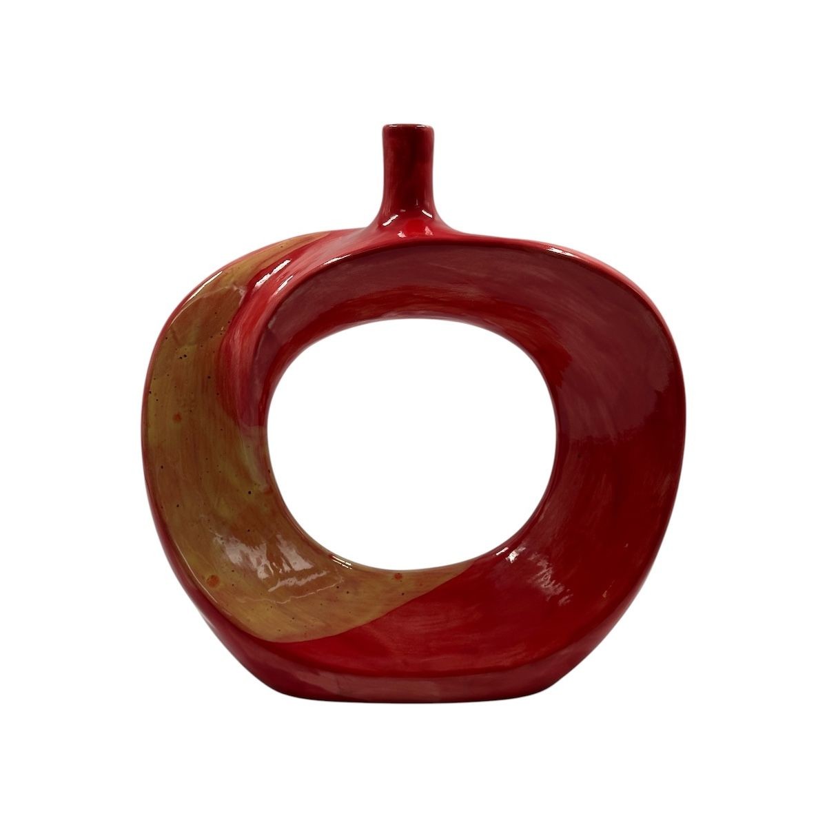 Helix Vazo (El Yapımı-Seramik) (Sarı-Kırmızı)