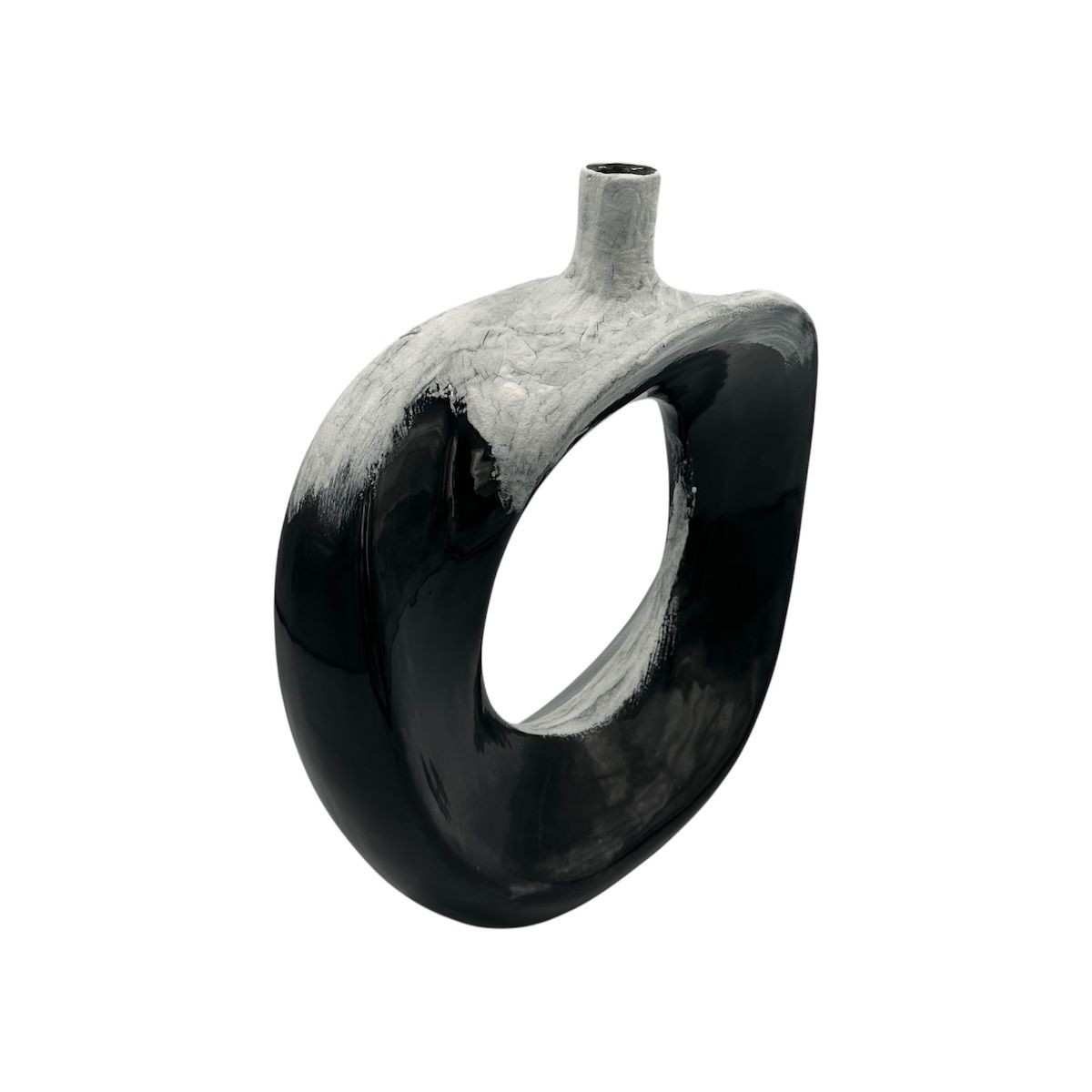 Helix Vazo (El Yapımı-Seramik) (Siyah-Beyaz)
