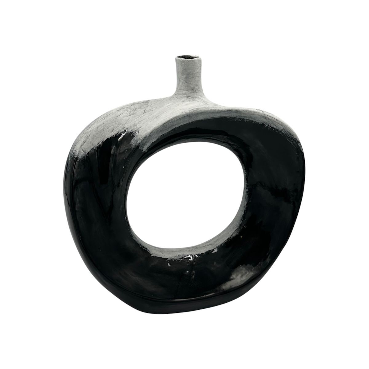 Helix Vazo (El Yapımı-Seramik) (Siyah-Beyaz)