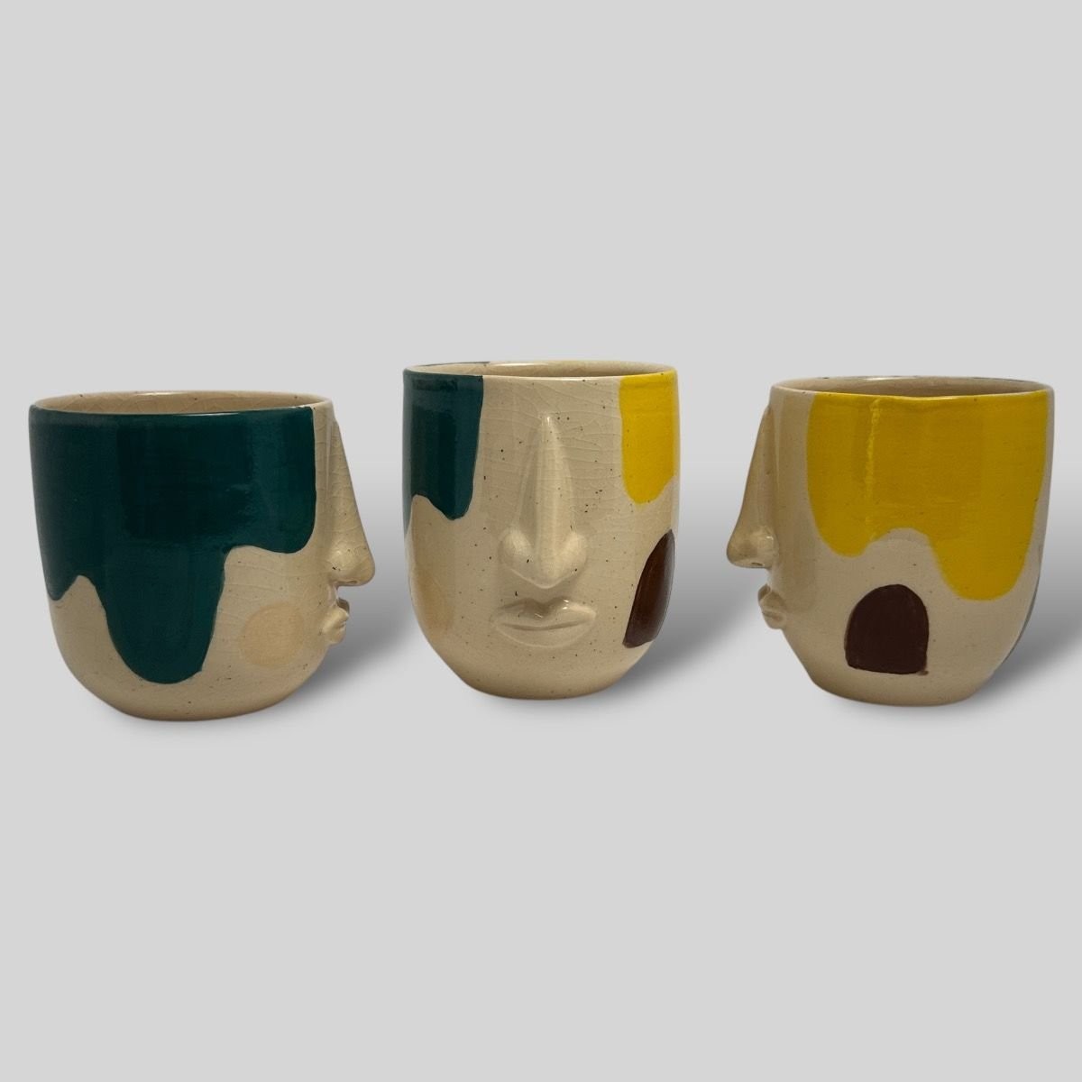 Face El yapımı Stoneware Kupa Puzzle desen