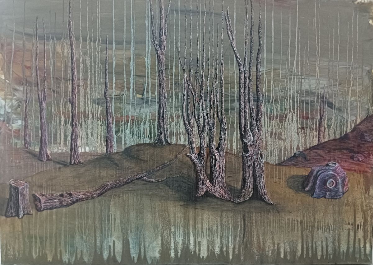 "Aile"Tuval Üzeri Karışık teknik Tablo 100x70 cm