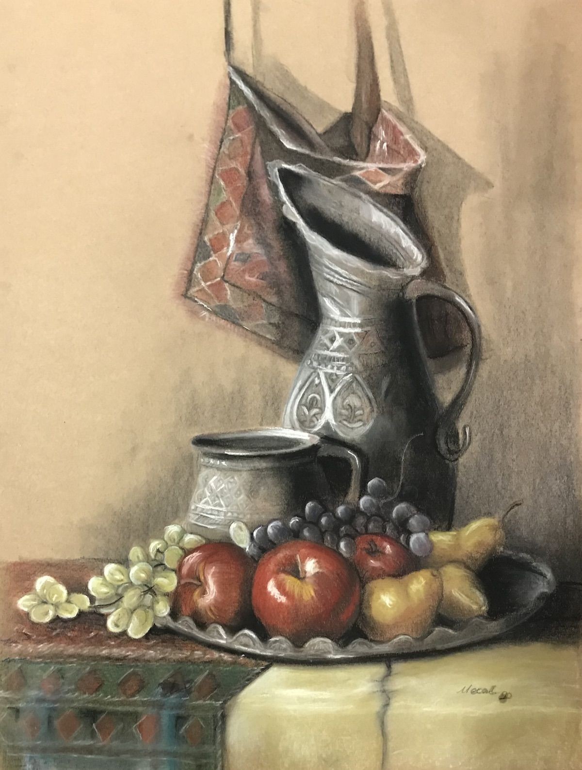 'Natürmort'' 70x100cm Kağıt üzeri pastel çalışma