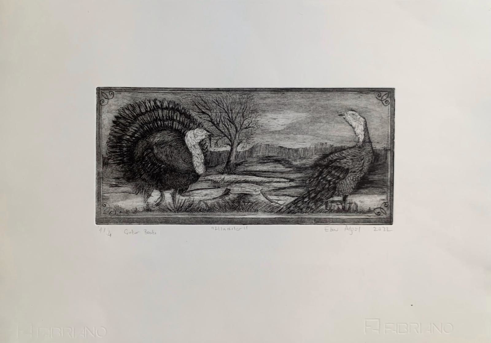 'Hindiler'' Gravür(Baskı) Resim (çinko plaka üzerine Aquatinta tekniği) 20x27.5 cm
