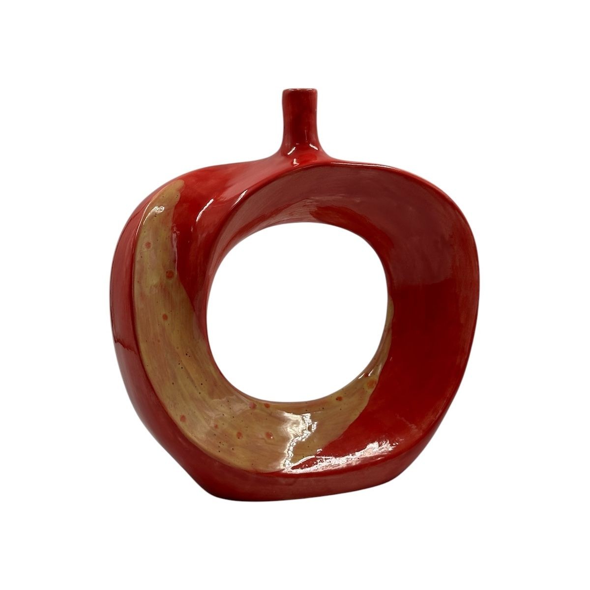 Helix Vazo (El Yapımı-Seramik) (Sarı-Kırmızı)