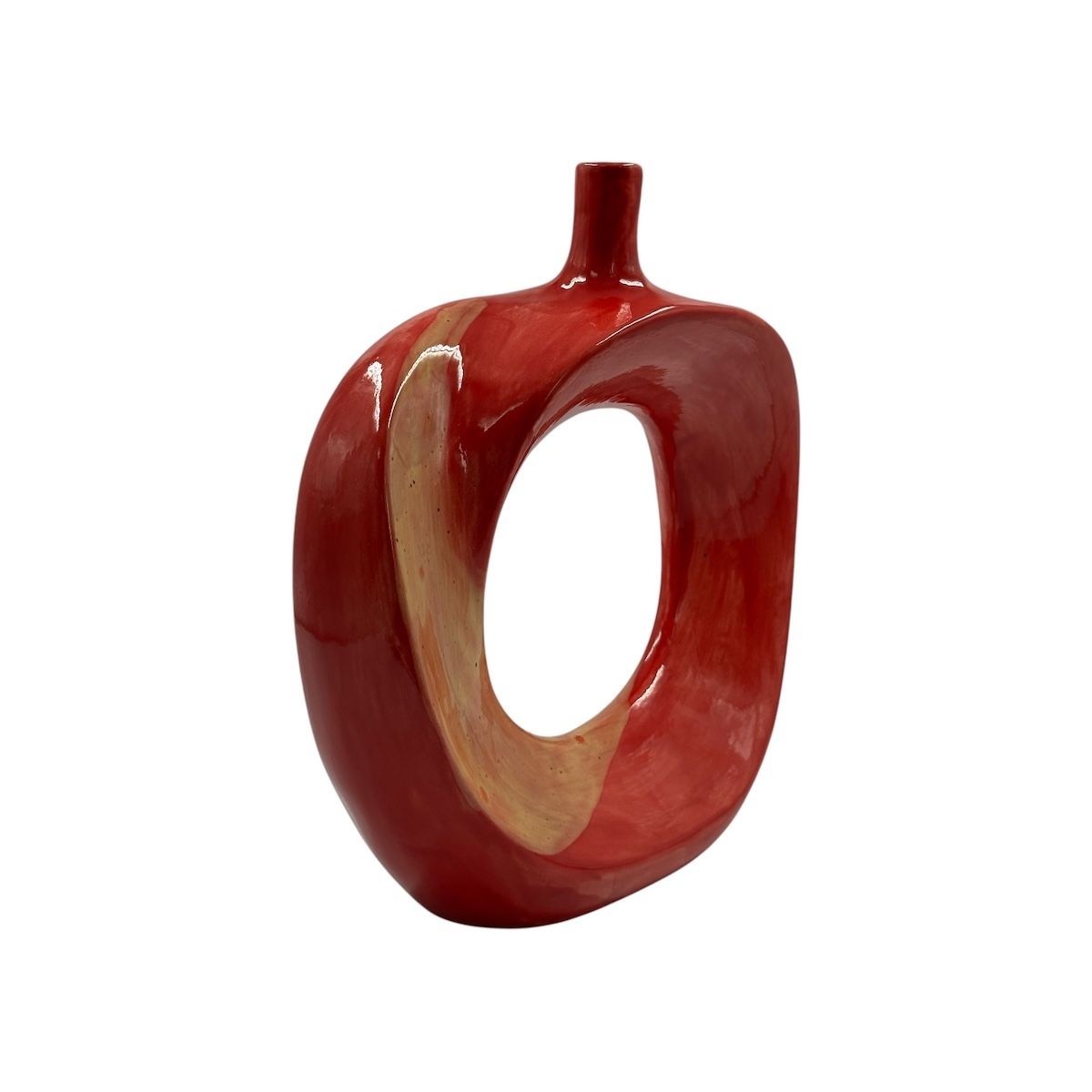 Helix Vazo (El Yapımı-Seramik) (Sarı-Kırmızı)