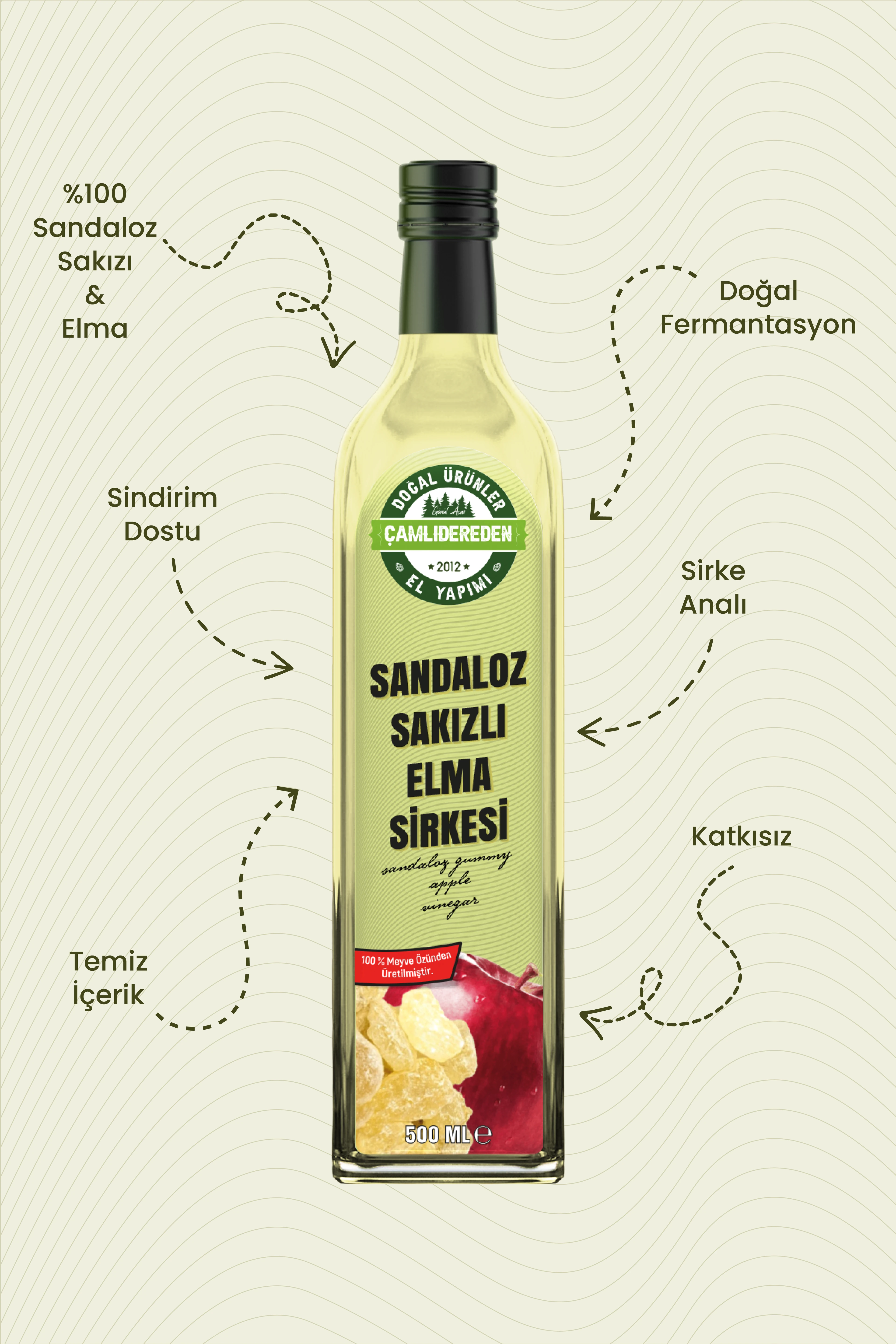 Sandaloz Sakızlı Elma Sirkesi 500 ml