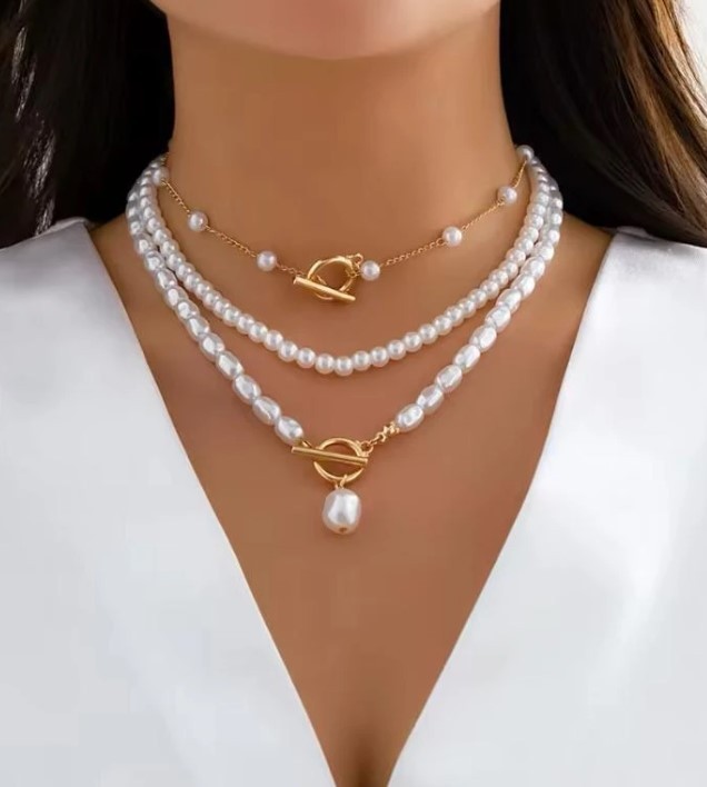 Gold Pearl Harmony 3’lü Kolye Seti