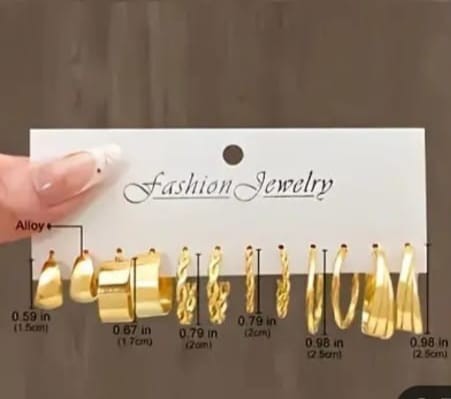 6'lı Gold Küpe Seti