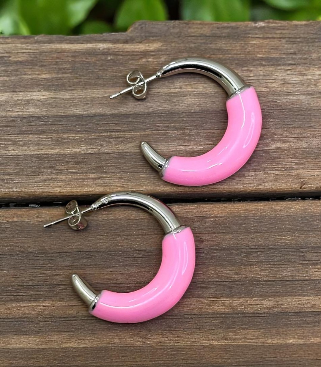 Pembe Ay Çelik Küpe