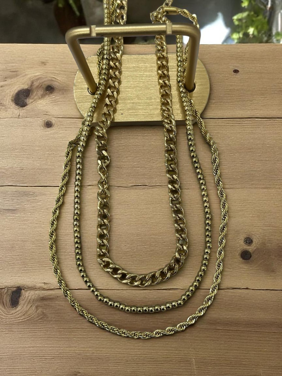 Çelik 3'Lü Gold Kolye
